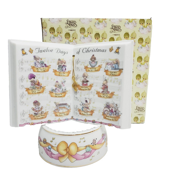 Christmas Ceramic Twelve Days Of Christmas Precious Moments Music Box 1998 Retro - Picture 1 of 10